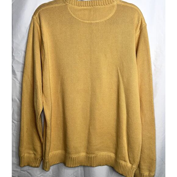 Eddie Bauer Mens Size XL Yellow Crew Neck Pullover Tight Knit Sweater - Picture 4 of 8